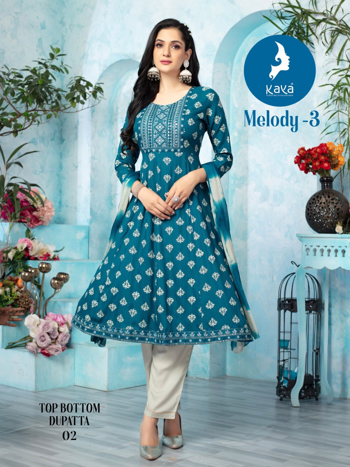 Melody 3 By Kaya Rayon Kurti With Bottom Dupatta Suppliers In Mumbai